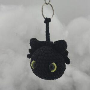 Porte-clés Dragon Noir au Crochet – Amigurumi Fantasy | Accessoire Kawaii